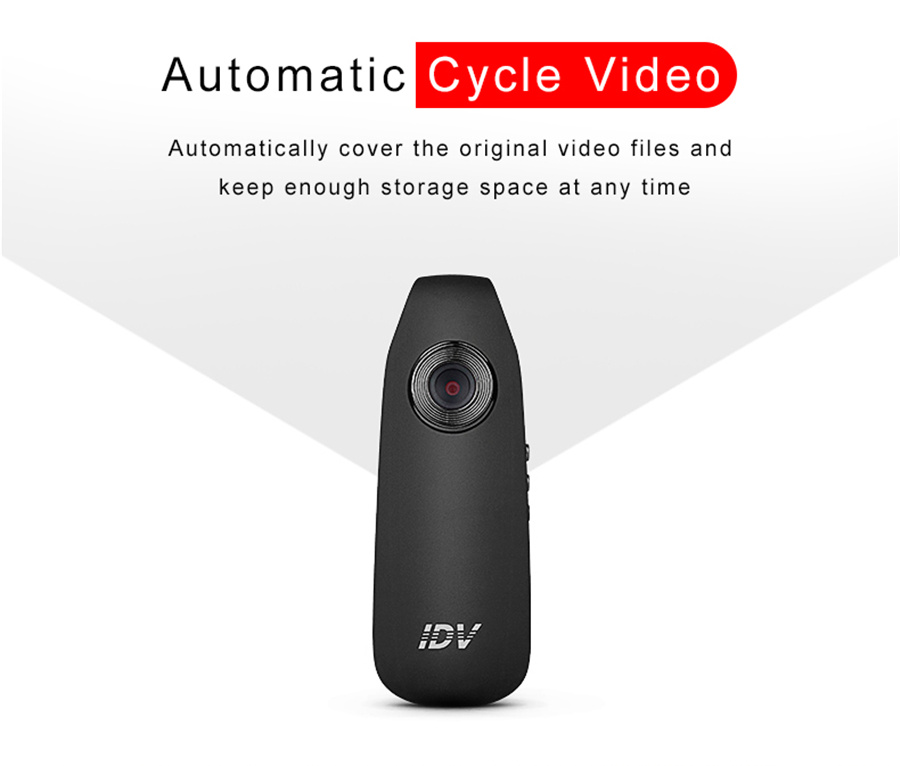 IDV007 HD Digital Mini Camera with Clip Wearable Mini DV Camera Noise Reduction Video Voice Recorder with 560mAh Battery Small Car DVR Cam