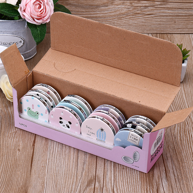 Creative ladies makeup mirror portable folding gift mirror free double sided mirror circle small beauty tool