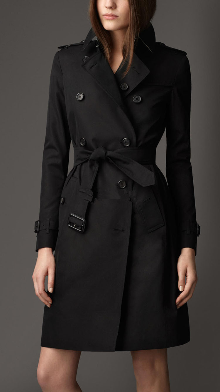 Casual Spring Autumn Trench Coat For Women Plus Size Long Double Breasted Slim Windbreaker Outerwear El