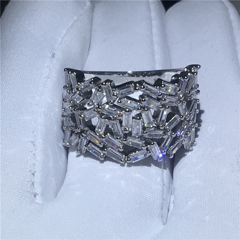 Unique ring Silver color T shape Diamond Cz Stone Big Engagement wedding band ring for women Bridal Fashion Jewelry