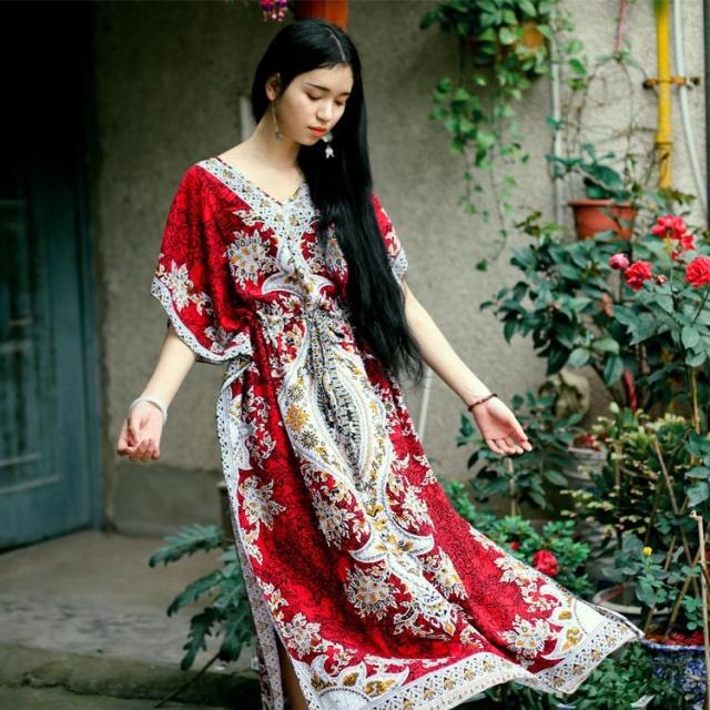 Asian Ethnic Clothing personalized travel holiday Beach dress India Nepali Thailand calico dress South East Asian Traditional special Dress