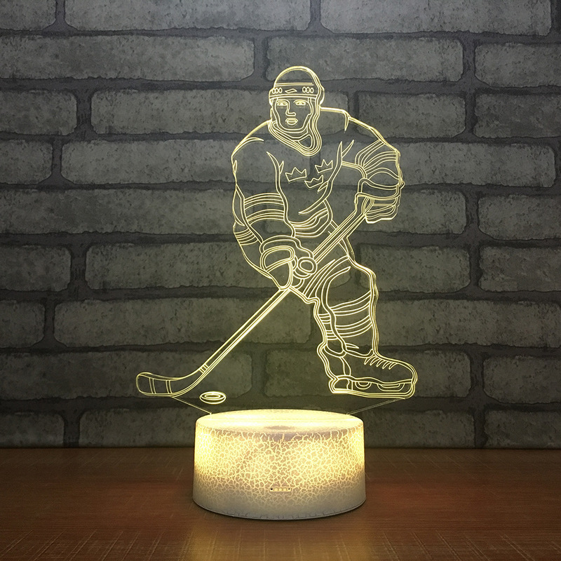 New Ice Hockey Player 3D Table Lamp 7 Colors Changing LED Night Light USB Bedroom Sleep Lighting Sports Fans Gifts Home Decor Gifts