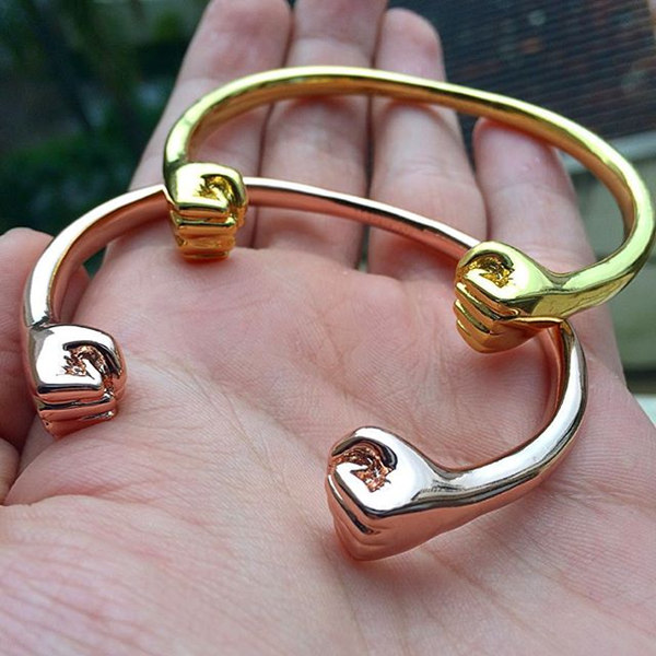 The West India Male Fist Charms Cuff Bangle Stainless Steel Wristband Bangle Bracelet