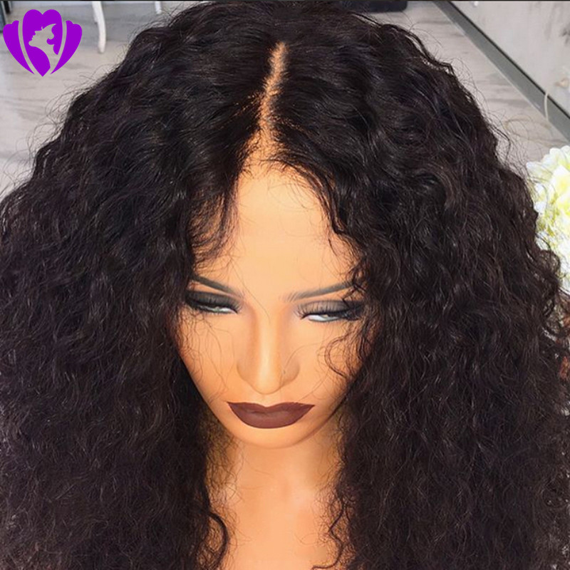 Stock high quality Natural Wigs Black Kinky Curly Long Wigs for Black Women Heat Resistant Synthetic Lace Front Wigs with Baby Hair