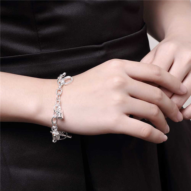 Horseshoe Bracelet sterling silver plated bracelet ; New arrival fashion men and women 925 silver bracelet SPB074