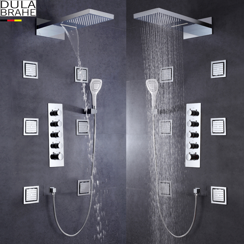 Germany DULABRAHE Waterfall And Rain Bathroom Shower Faucet Thermostatic Mixer Set Bath & Shower Valve Shower Head
Germany DULABRAHE Waterfall And Rain Bathroom Shower Faucet Thermostatic Mixer Set Bath & Shower Valve Shower Head