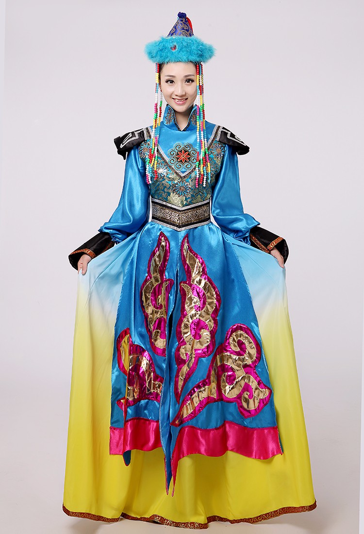 Masquerade Ball Gown Luxurious Robe Womens long blue Dress Elegant ancient mongolian princess dress dancing wear