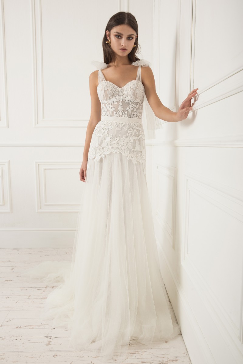 lihi hod tulle beach wedding dresses a line boho bridal gowns backless robe de marie spaghetti neck lace wedding dress