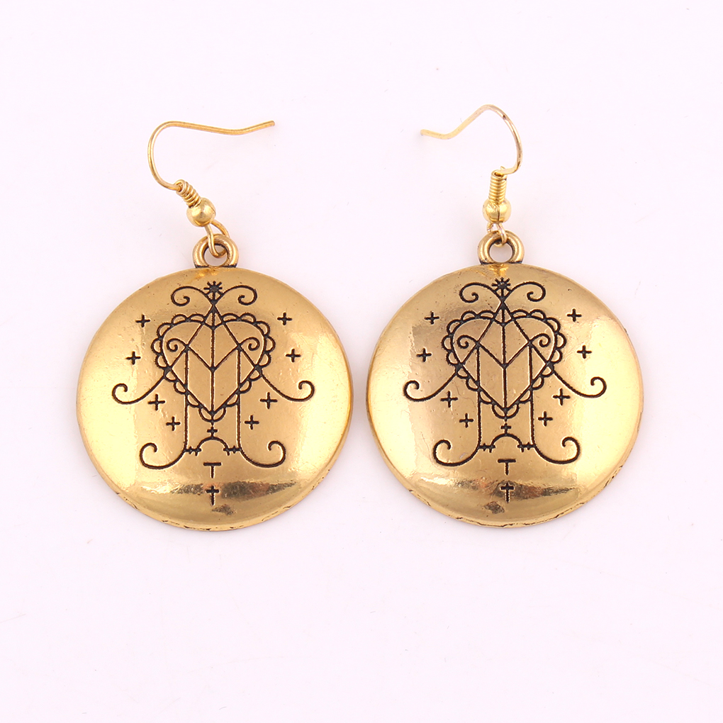 Silver Gold Color Ezili Freda Vodou Veve Pendant Loa Lwa Haitian Abundance Love Spirit Amulet Charm Earring, Golden
Silver Gold Color Ezili Freda Vodou Veve Pendant Loa Lwa Haitian Abundance Love Spirit Amulet Charm Earring, Golden