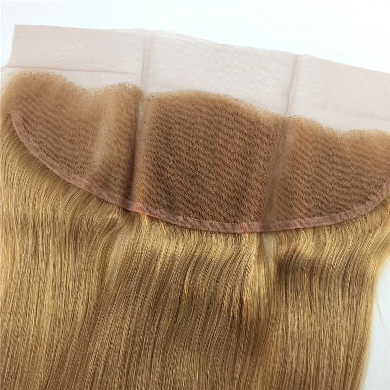 13x4 Ear To Ear Lace Frontal Closure Ombre Blonde 1B #27 Dark Root Human Virgin Hair Straight Lace Frontal Bleached Knots Free Part