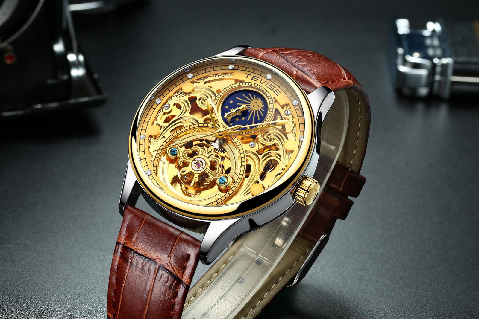 2018 high quality mechanical watches, flywheel hollow out leather belt watches, stainless steel watch brand men's fashion watches, Multi-color
2018 high quality mechanical watches, flywheel hollow out leather belt watches, stainless steel watch brand men's fashion watches, Multi-color