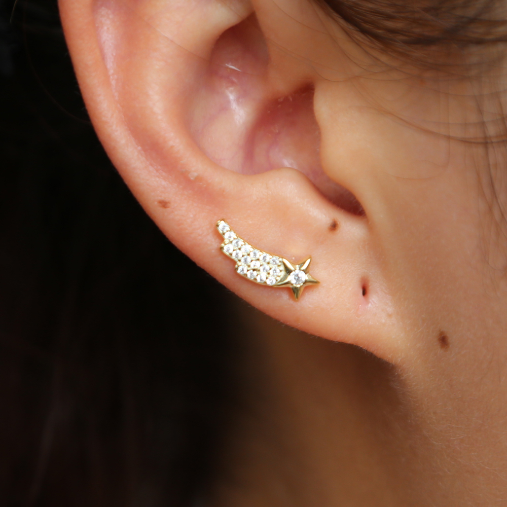 925 sterling silver starburst stud earring cute lovely girls stud Star design for 2018 Christmas gift silver jewelry