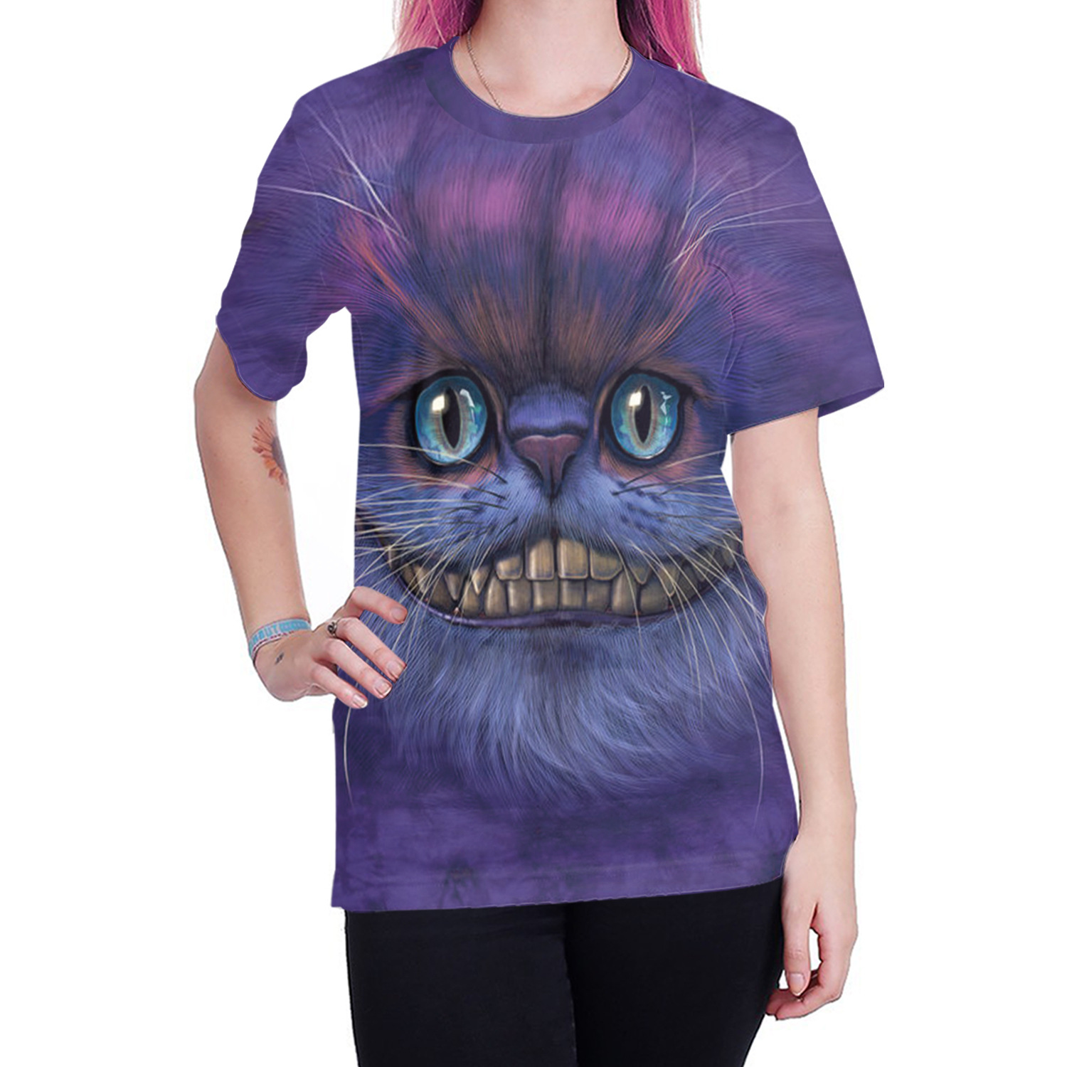 Alice in Wonderland, Cheshire cat 3D digital printing, hot short sleeve T-shirt, B121-185 girl, Purple
Alice in Wonderland, Cheshire cat 3D digital printing, hot short sleeve T-shirt, B121-185 girl, Purple