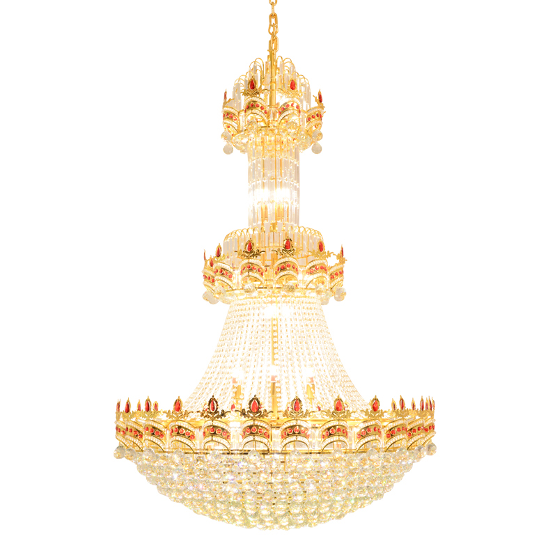 LED Modern Crystal Chandelier Big Golden Crystal Chandeliers Lights Fixture European Gold Drop Hanging Lamps 3 White Light Color Dimmable