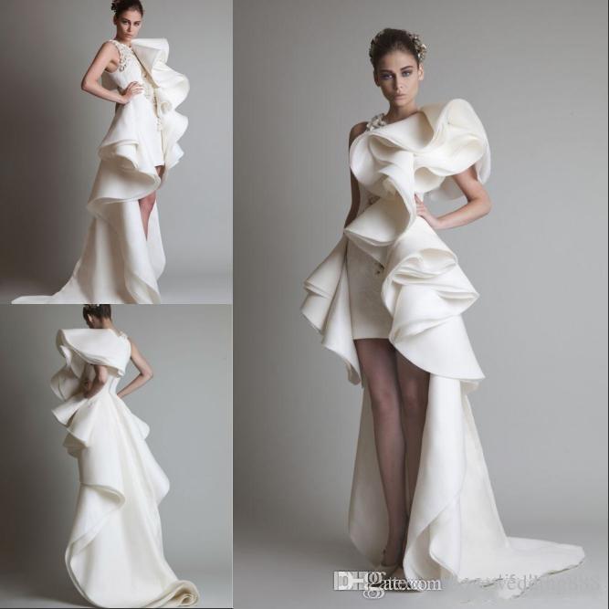 Hot Design Bridal Gowns wedding Dresses One Shoulder Appliques Ruffles Sheath Hi-Lo Organza New Customed White Ivory Krikor Jabotian 
Hot Design Bridal Gowns wedding Dresses One Shoulder Appliques Ruffles Sheath Hi-Lo Organza New Customed White Ivory Krikor Jabotian