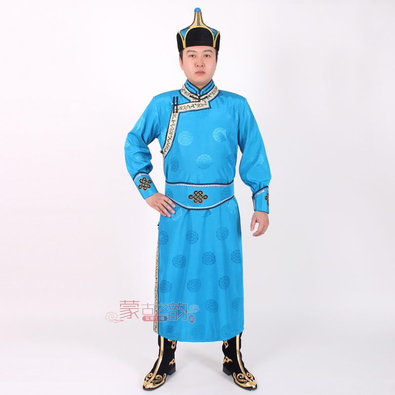 New fashion Mongolian long robe men's wedding party ethnic clothing grassland living costume Chinese national dress male