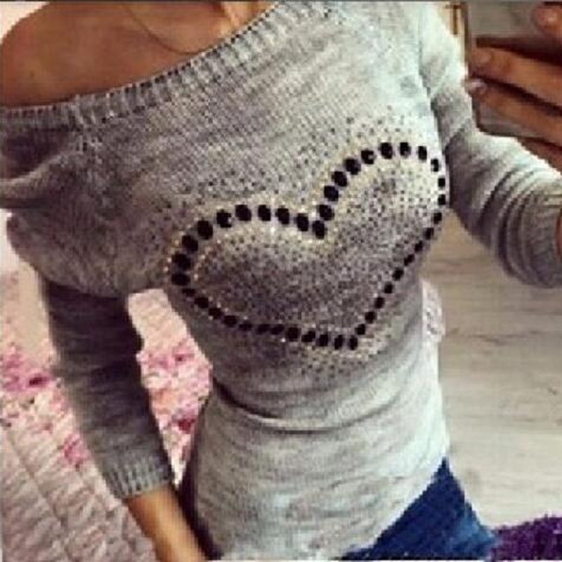 lollas Autumn Women Blouses Casual Long Sleeve Printed Heart Slim Sweaters Ladies Tops Clothing S18100902