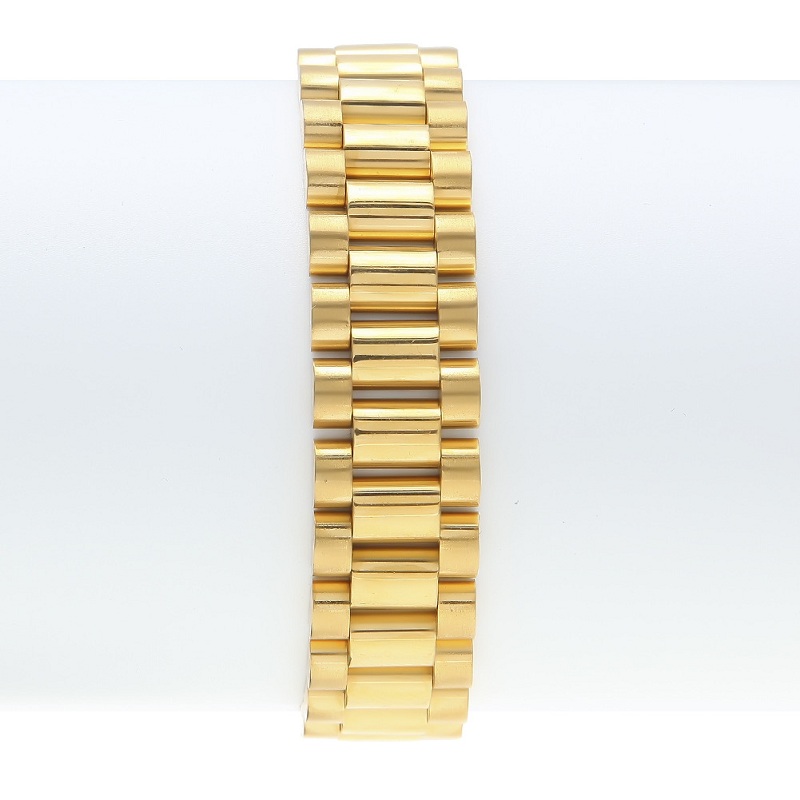 Mens Watch Link Bracelet Gold Plated Stainless Steel Strap Links Cuff Bangles Hip Hop Jewelry Gift