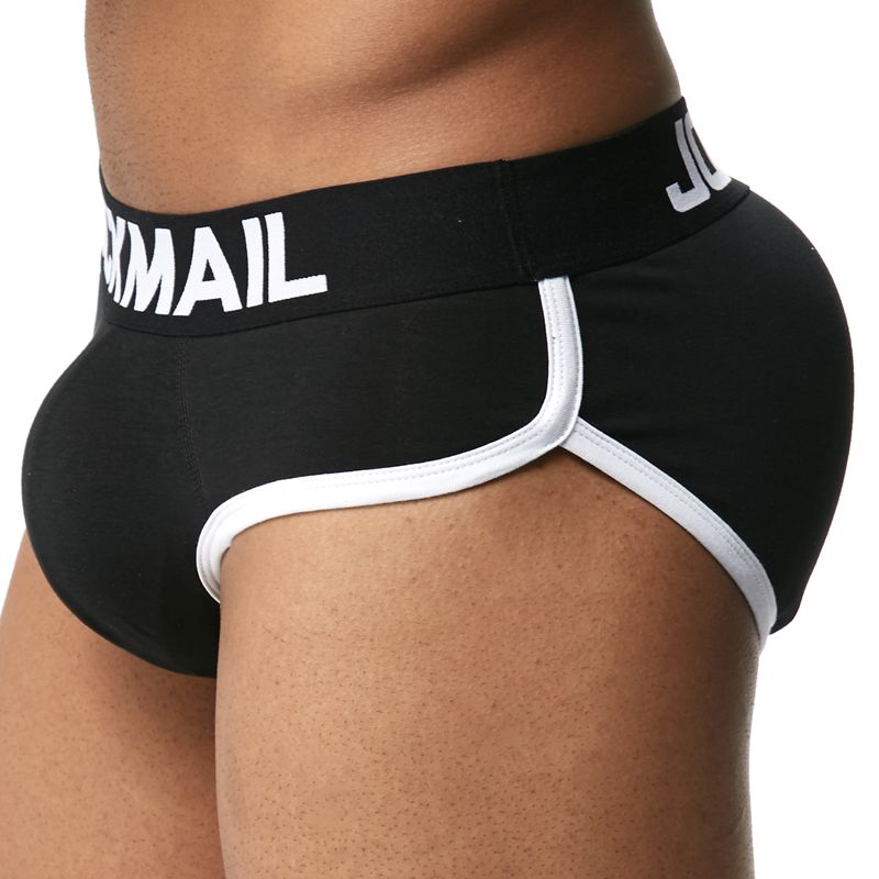 Wholesale-Jockmail Brand Enhancing Mens Underwear Briefs Sexy Bulge Gay Penis Pad Front + Back Magic Buttocks Double Removable Push Up