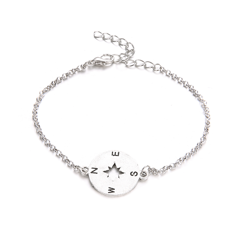 2 Style Bohemian Hollow Arrow Compass Beads Chain Silver Multilayer Bracelet Women Exquisite Charm Jewelry Gift