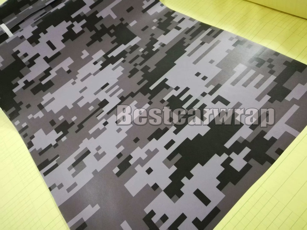 Black gray Digital Camouflage Vinyl wrap for car wrap covering with air bubble free self adheisve 1.52x30m 5x98ft