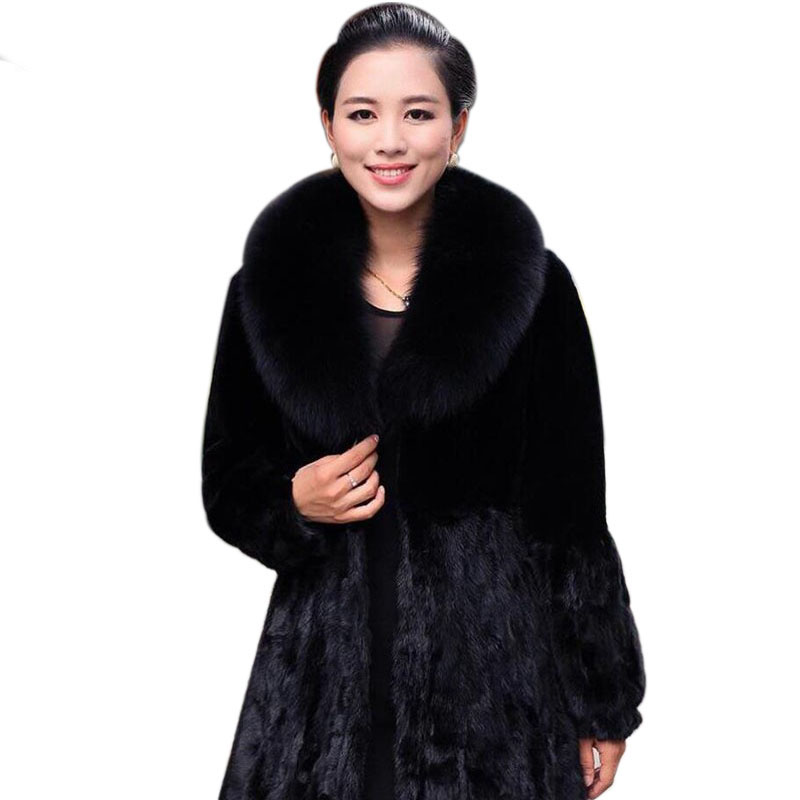 New Winter Women Faux Rabbit Fur Coat With Fox fur Collar Luxurious Long Fur Jacket Black Overcoat Mex Manteau Fourrure Femme
New Winter Women Faux Rabbit Fur Coat With Fox fur Collar Luxurious Long Fur Jacket Black Overcoat Mex Manteau Fourrure Femme