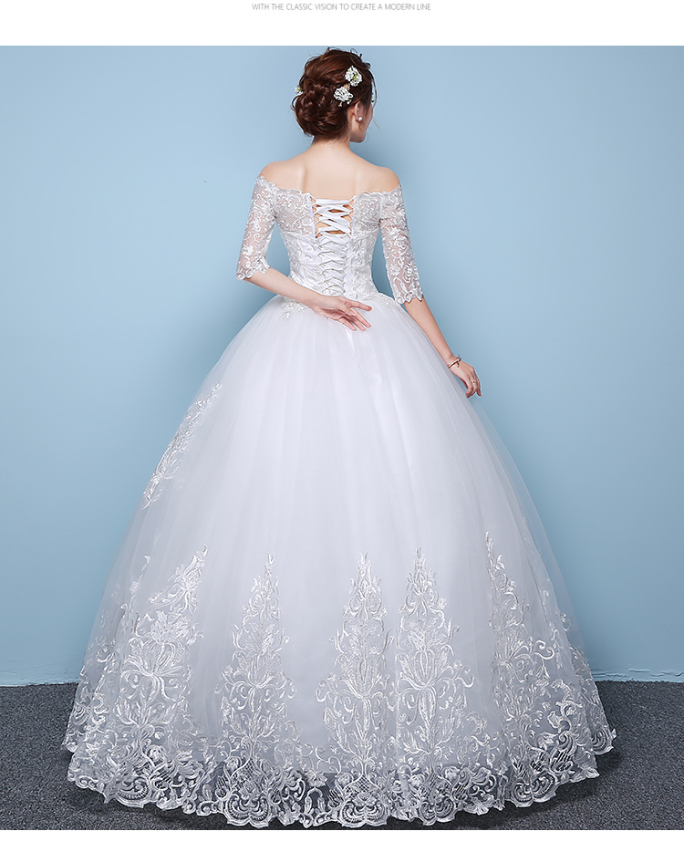 Princess Haft Lace Sleeve Wedding Dresses 2018 Elegant One Neck Ball Gown Bridal Dress Wedding Gown Vestidos de Novia