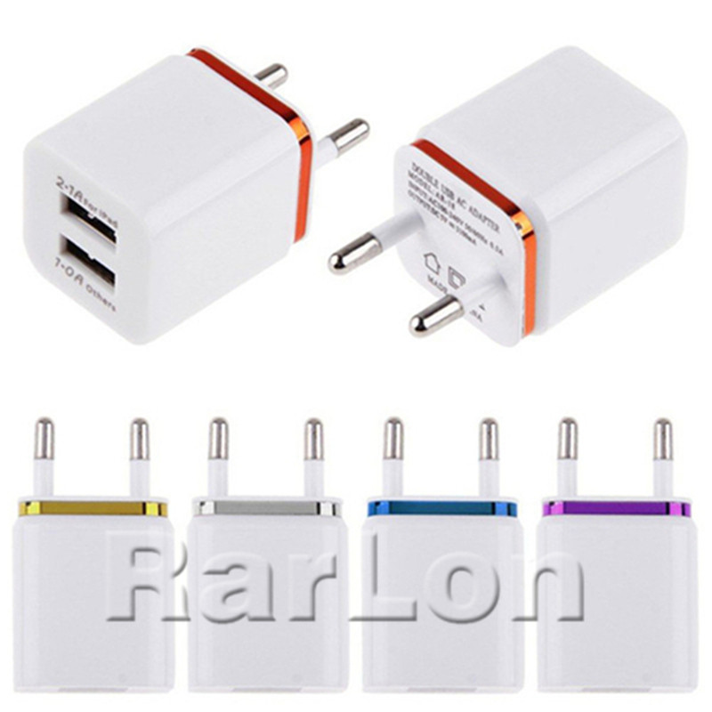 Metal Dual USB wall Charging Charger US EU Plug 2.1A AC Power Adapter Wall Charger Plug 2 port for Samsung Galaxy Note 10 LG