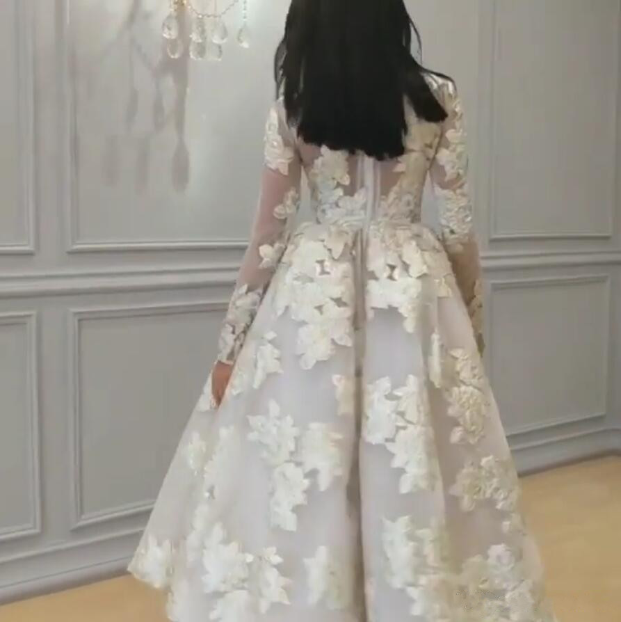 E A African Prom Dresses With Long Sleeves Lace Appliques Tea Length Evening Gowns Saudi Arabic Formal Tail Dress Plus Size Ppliques Rabic