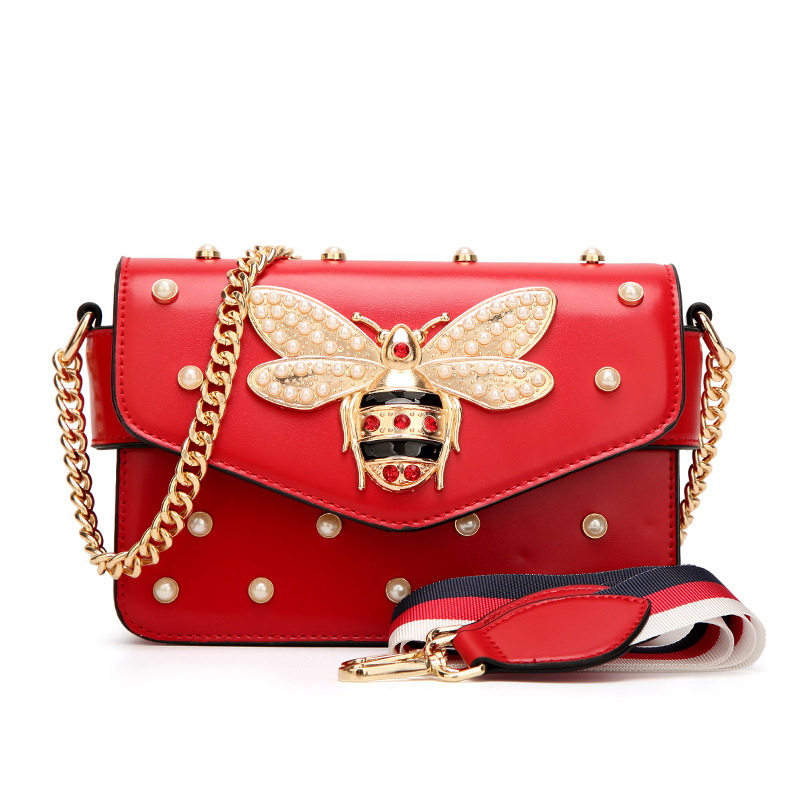 Hot Sale Designer Women Handbag Lovely Rhinestone Chain Bag Elegant Woman Bee Pearl Decorative Leather Shoulder Bags Women Small Square Bags, Red
Hot Sale Designer Women Handbag Lovely Rhinestone Chain Bag Elegant Woman Bee Pearl Decorative Leather Shoulder Bags Women Small Square Bags, Red