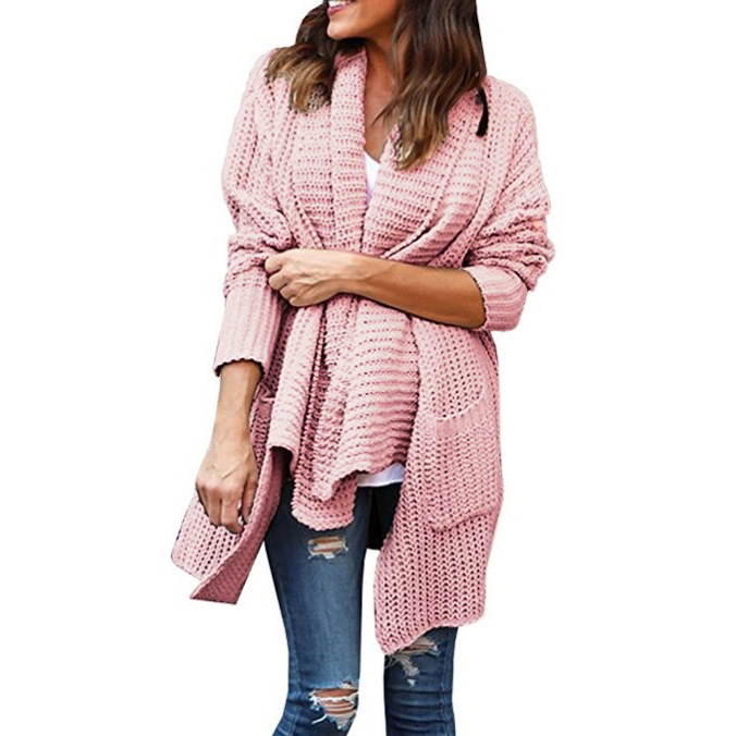 European sweater loose double pocket irregular lapel sweater pink red purple gray green black support mixed batch