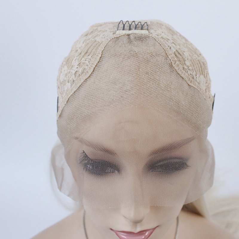Free shipping Straight Short Blonde Bob wig Middle part Synthetic lace front Wig cosplay heat resistant for Women