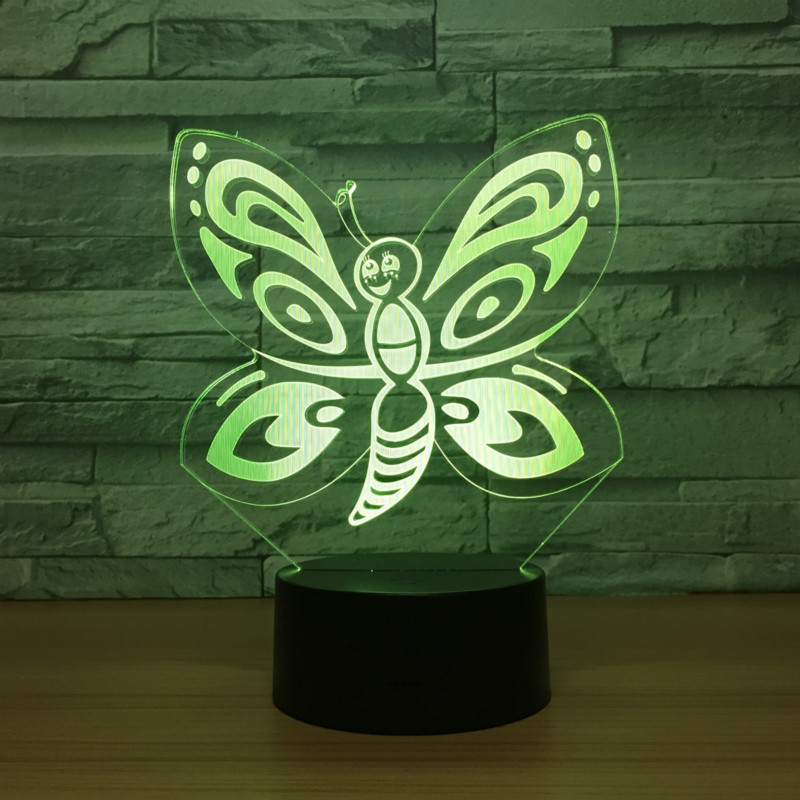 Butterfly 3D lamp Led Night Light Lamp LED desk table nightlight Colorful USB LED Acrylic lamp