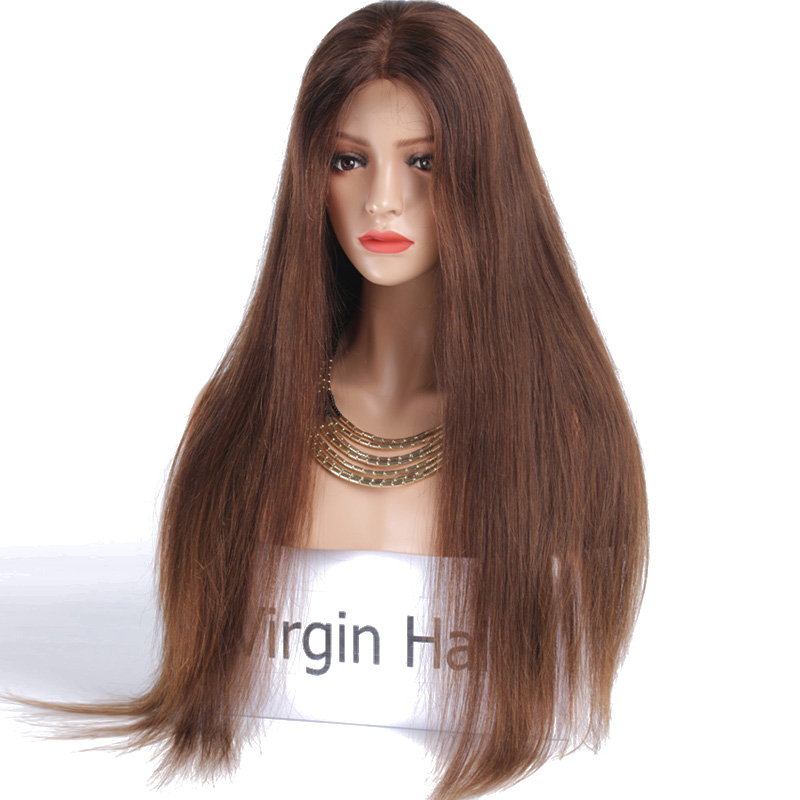 Wholesale Price Brazilian Virgin Hair Lace Wig 4# Silk Straight 20inch 22inch 24inch Hair Wigs Free Shipping
