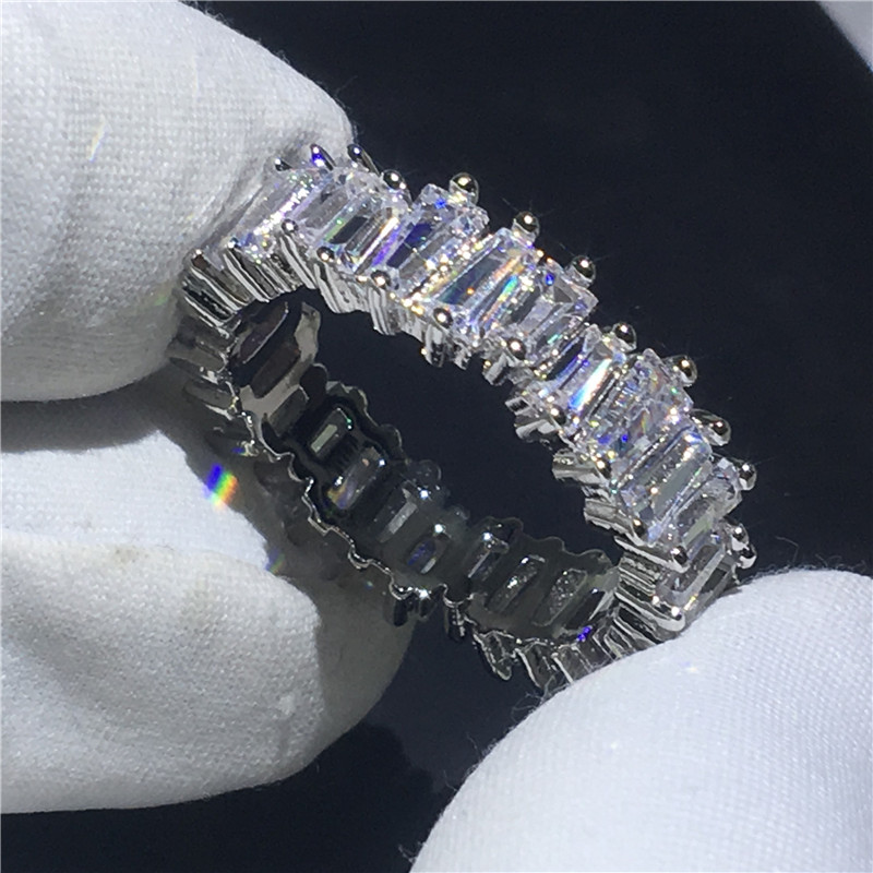 Top Tennis Finger ring T-shape 5A Cz Sona Stone 925 Sterling silver Engagement wedding band ring for women Jewelry Gift