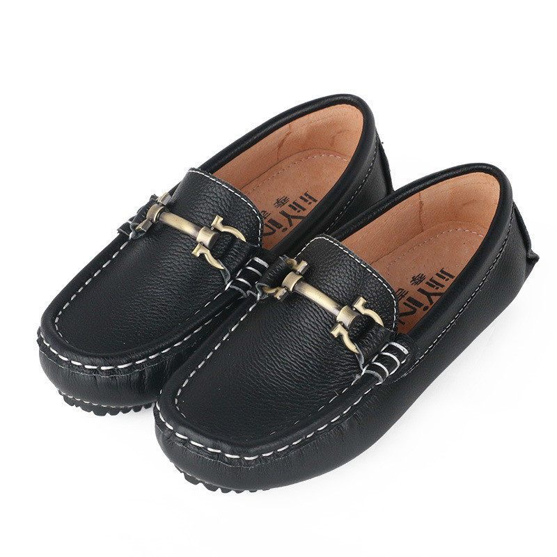 2018 Spring Autumn Kids Shoes Boys Genuine Leather Shoes White Black Boys Shoes For Wedding Toddler Boys Loafers Casual Sneakers