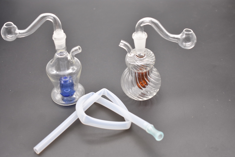 cheap Mini glass Oil Glass Water Pipe Downstem Showerhead Perc Gourd Recycler Portable Bubbler smoking bong