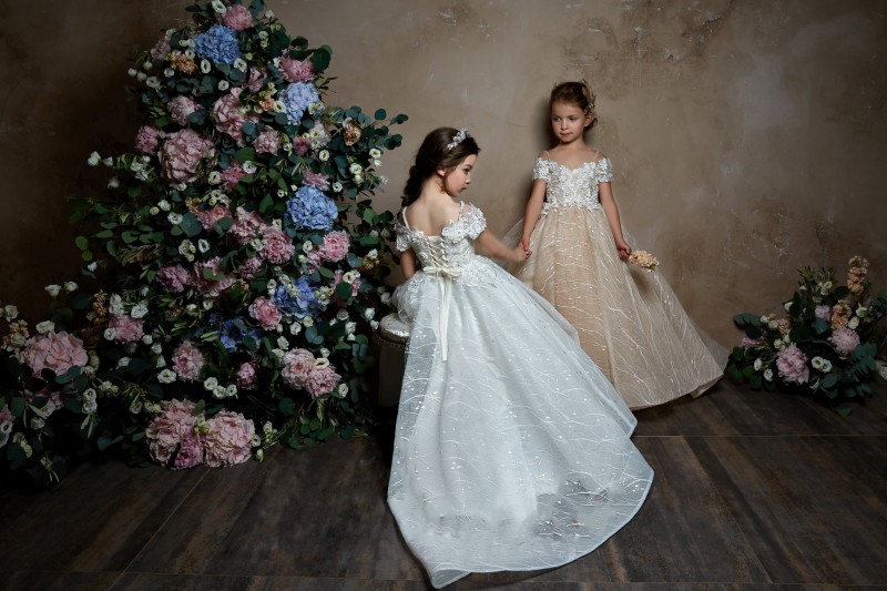 pentelei flower girl dresses for weddings spaghetti off the shoulder little baby gowns cheap sweep train communion dress