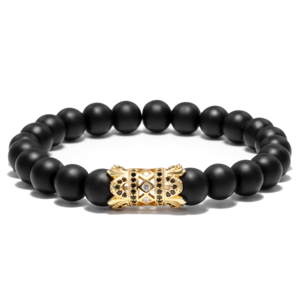 Crystal Ball Ethnic Hollow Rivet Charm Bracelets Set For Women Men Jewelry Matte Beaded Bracelet Accessories