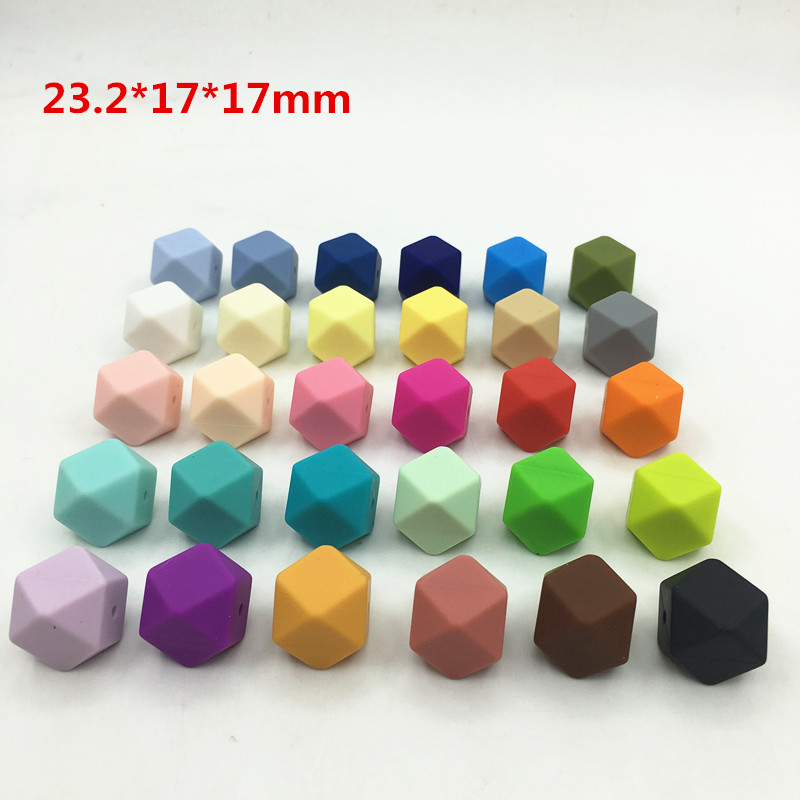232MM Biggest Geometric Hexagon Silicone Beads DIY Lot of 100pcs Hexagon Loose Individual Silicone Beads in 30 Colors