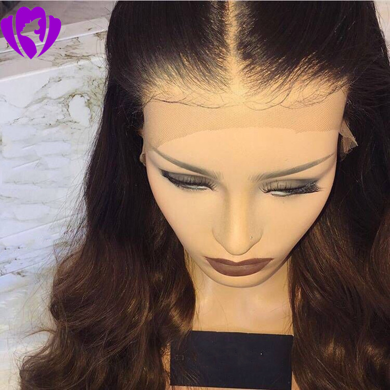 Stock Ombre Brown Wig Glueless Wavy Synthetic Lace Front Wig With Natural Hairline Heat Resistant Fiber Hair Wigs For Black Women