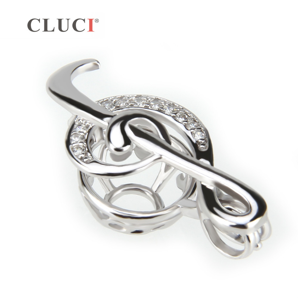 CLUCI musical symbol Treble Clef shape pearl cage pendant 925 sterling silver necklace pendant 3pcs S18101607