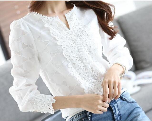 New Autumn Spring Casual Basic Women Lace Chiffon Blouse shirts Solid Tops White blusas Long sleeve OL Embroidery Big size
New Autumn Spring Casual Basic Women Lace Chiffon Blouse shirts Solid Tops White blusas Long sleeve OL Embroidery Big size