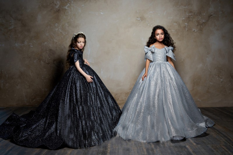 pentelei sequined pageant dresses off the shoulder pleats princess kids wer girls dress sier black birthday gowns