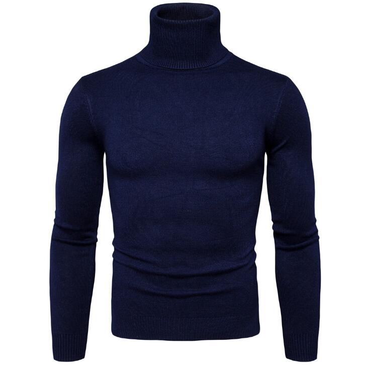 Men Autumn Winter Turtleneck Long Sleeve Slim Sweater Shirt Blouse Top Fashion Pullover