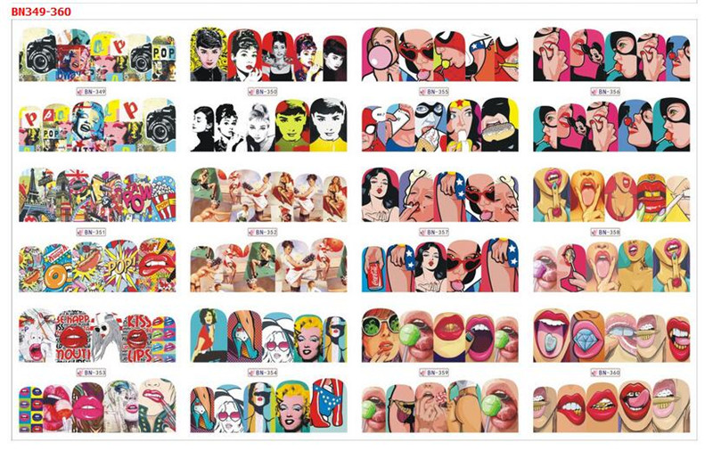 12 sets/sheet Nail Sticker Decal Sliders for Nail Art Decoration Tattoo Manicure Wraps Tools Tip XB1