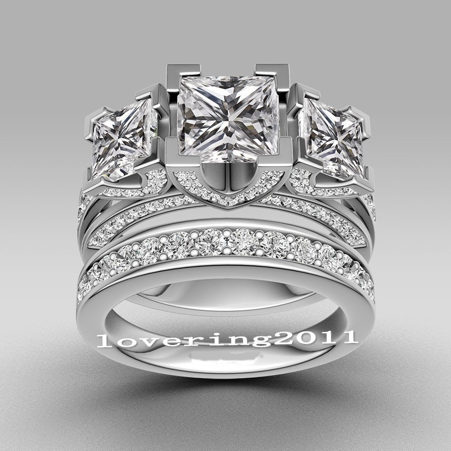 choucong Princess cut Three-stone 8ct Stone Diamond 925 Sterling silver Women Engagement Wedding Band Ring set
choucong Princess cut Three-stone 8ct Stone Diamond 925 Sterling silver Women Engagement Wedding Band Ring set