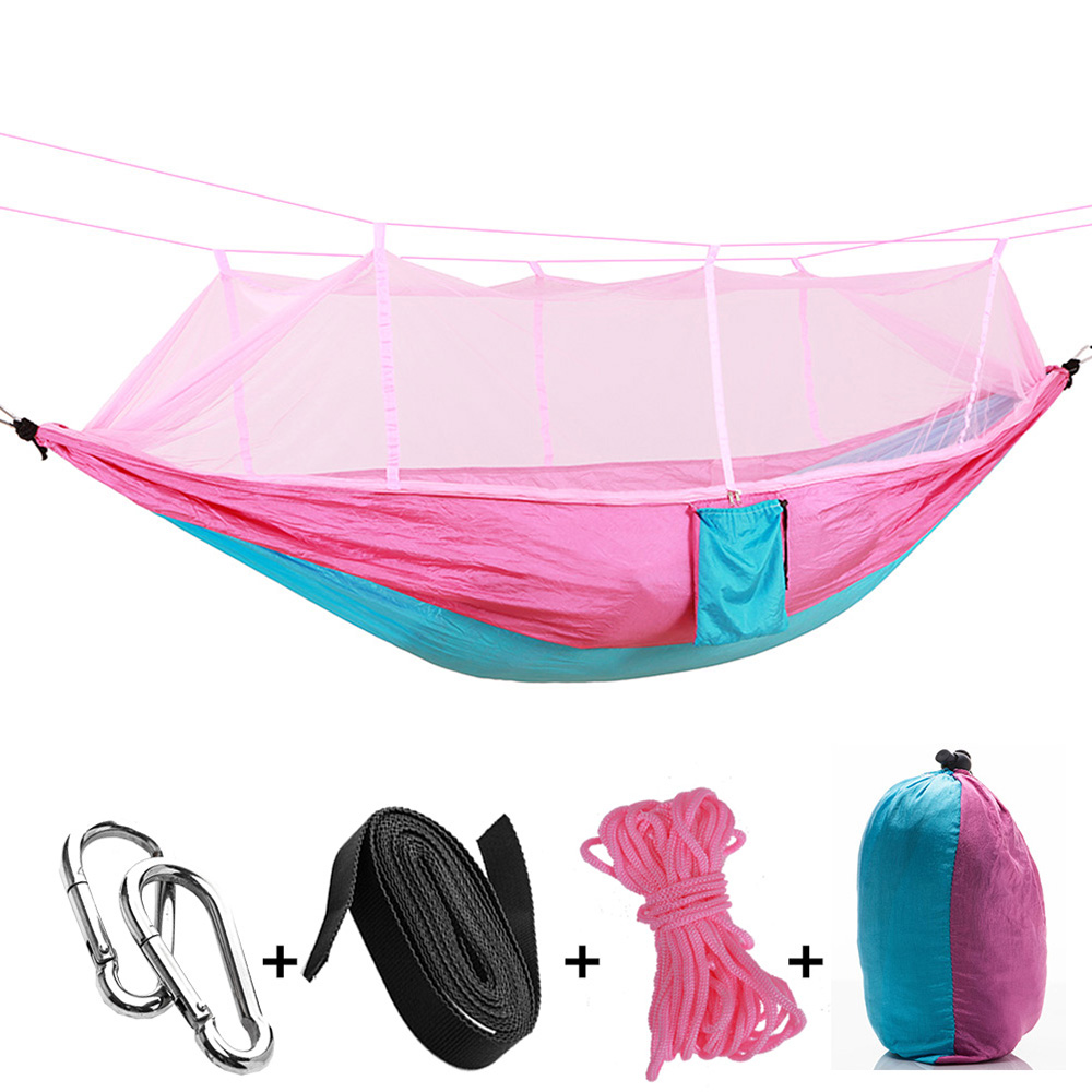 Portable Outdoor Mosquito Nets Hammock Lightweight Parachute Nylon Camping Hammocks for Outdoor Hiking Travel Backpacking
