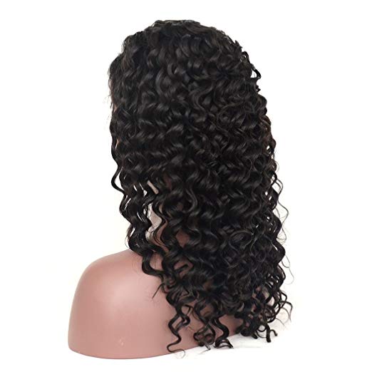 Side part deep curly human hair wigs for black women pre plucked with baby hairs 130%density hot selling