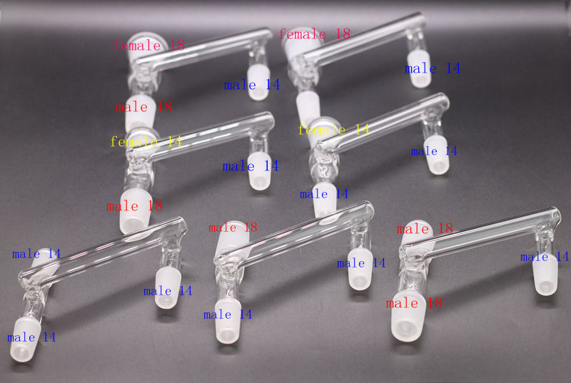 7 Style Glass drop down adapters 3 joint Reclaim Ash Catcher adapter 14mm 18.8mm With Keck Clip For Glass Bong Oil Rigs